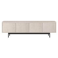 Hudson&Canal - Meuble TV Abington pour téléviseurs jusqu'à 75" - Blanc aulne-Une conception de transition peut accueillir des téléviseurs jusqu'à 75 pouces pour votre espace de divertissement