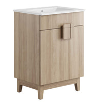 Modway - Miles 24" Vanette de salle de bain - Chêne blanc-Panneau de particules et stratifié de mélamine