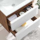 Modway - Render Support mural de 24" Vanette de salle de bain - Blanc Noyer Blanc-MDF et panneau de particules