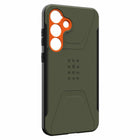UAG - Civilian Pro Rugged Case pour Samsung Galaxy S25+ - Olive Drab/Orange-Éco-responsable / Fabriqué à partir de matériaux recyclés