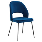 Modway - Nico Performance Velvet Chaise à manger Ensemble de 2 - Marine noire-Cadre robuste en métal noir