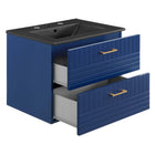Modway - Daybreak 24" Vanette de salle de bain - Bleu Noir-Évier en céramique avec comptoir intégré