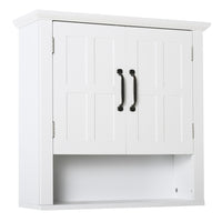 HOMCOM - Armoire murale de salle de bain avec étagère réglable et 2 portes pour couloir - blanc-Design élégant, idéal pour la cuisine, la salle de bain, la chambre, etc