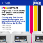Brother - LC504CS Cartouche d’encre cyan authentique à rendement standard-Compatible avec l’imprimante INKvestment de Brother suivante : MFC-J1365DW