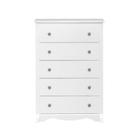 PrepacMC – Commode à 5 tiroirs Monterey, 45 1/4 po, blanc-Bois composite stratifié blanc et de fabrication robuste MDF