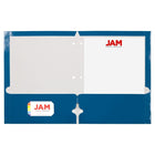 JAM Paper - Dossiers scolaires laminés brillants à 3 trous et à deux pochettes - bleu - Paquet de 6-Quantité : 6 dossiers par paquet | Un pour chaque sujet et projet