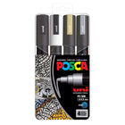 Posca - Marqueurs de peinture à base d'eau - Pointe moyenne réversible (1,8-2,5 mm) - Couleurs assorties - paquet de 4-Marqueurs de peinture à base d'eau adaptés à la plupart des projets artistiques et artisanaux sur plus de 50 surfaces, y compris le bois, le verre, le métal, le plastique, la céramique, le cuir et plus encore.