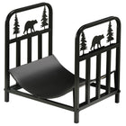 Outsunny - Porte-bûches avec motif ours et sapin- range-bûches- noir-Conçu avec un motif d'ours mignon et d'arbre, élégant et attrayant 