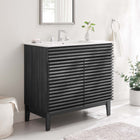 Modway - Render 36" Vanette de salle de bain - Blanc charbon-Coiffeuse à grains de noyer