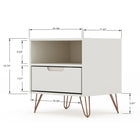 Manhattan Comfort - Rockefeller Table de Nuit 1 Tiroir Style Mid-Century Modern 51 cm - Blanc Cassé - Lot de 2-Comprend 1 étagère ouverte et 1 tiroir