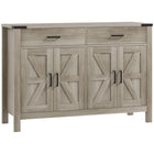 HOMCOM - Buffet 47,2 po L - gris-Finition effet bois, portes de grange et accents métalliques ajoutent un charme rustique de ferme 