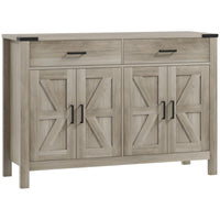 HOMCOM - Buffet 47,2 po L - gris-Finition effet bois, portes de grange et accents métalliques ajoutent un charme rustique de ferme 