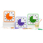 Time Timer - Minuterie originale de 8 po – Ensemble de salle de classe Learning Center, couleurs secondaires, ensemble de 3-Inclus 3 cartes d'activité effaçables à sec – Les cartes d'activité effaçables à sec s'insèrent dans le haut des minuteries, vous permettant d'écrire ou de dessiner l'activité chronométrée. Chaque Time Timer Original 8 po peut contenir jusqu'à 2 cartes d'activité effaçables à sec sur le dessus, ce qui le rend parfait pour les activités Premier/Ensuite et les programmes visuels. (Cartes