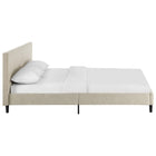 Modway - Anya Tissu Lit Queen, Beige-Base en contreplaqué robuste et rembourré
