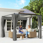 Outsunny - Retractable Pergola Canopy avec parois latérales - 10 pi x 10 pi - gris foncé-Les rideaux de l'abri de jardin créent de l'ombre et de l'intimité selon vos besoins 