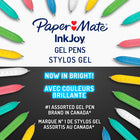 Paper Mate - Stylos InkJoy Bright de Paper Mate, stylos à gel, pointe moyenne (0,7 mm), rétractables, couleurs vives assorties, 6 unités-6