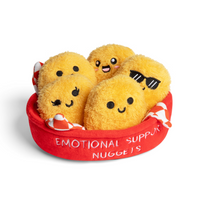 Relatable - Compagnons de soutien émotionnel - Croquettes de poulet - Anglais-Coussins Pépites de Joie : Ces adorables coussins réconfortants sont les versions moelleuses de vos amis préférés. Profitez de moments conviviaux, que vous soyez en déplacement ou blottis à la maison