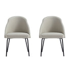 Manhattan Comfort - Lot de 2 chaises de salle à manger modernes Gracie 61,5 cm en similicuir, coloris pierre et noir-Chaise de salle à manger moderne pour salle à manger et usage de travail lot de 2