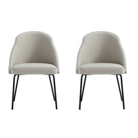 Manhattan Comfort - Lot de 2 chaises de salle à manger modernes Gracie 61,5 cm en similicuir, coloris pierre et noir-Chaise de salle à manger moderne pour salle à manger et usage de travail lot de 2
