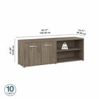 Bush Business Furniture- Armoire de rangement basse hybride avec portes, hickory moderne (HYS160MH-Z)-Les zones de stockage ouvertes et fermées contiennent chacune une étagère fixe et une étagère réglable pour accueillir des articles de différentes tailles