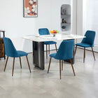 HOMCOM - Chaises de salle à manger en velours - bleu foncé - ensemble de 4-Les pieds en acier à grain de bois massif avec traitement d'impression par transfert thermique vous offrent un soutien pour maintenir une position stable