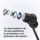 échelon - Écouteurs Bluetooth FitFlex Tour de Cou, Noir-Longue durée de vie de la batterie : 20 heures pour une utilisation prolongée
