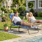 Outsunny - Chaise longue d’extérieur réglable avec ouverture pour le visage et coussin - bleu-Fabriqué avec un cadre métallique solide et du tissu Oxford pour une construction fiable
