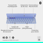 Logitech - Keys-To-Go 2, clavier Bluetooth portable pour tablette avec coque intégrée - Lilac-Rangée complète de touches de raccourci: ce clavier pour tablette offre un accès en une touche au réglage du volume et des commandes multimédia, des niveaux de luminosité de l'écran et bien plus encore, pour un confort accru à portée de main