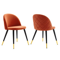 Modway - Cordial Performance Velvet Chaises de salle à manger Ensemble de 2 - Orange-Fauteuils d’appoint Glam Deco