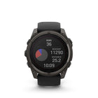 Garmin - fēnix 8 – 51 mm, saphir solaire, titane DLC gris carbone avec bracelet en silicone noir/gris galet-10