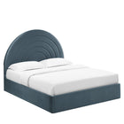 Modway - Solana Arqué Performance Velvet Lit plateforme Queen, Cadet Blue-Assemblée requise