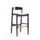 Manhattan Comfort - Tabouret de bar klismos 20" style milieu du siècle moderne, rembourré en similicuir ivoire et noyer foncé, lot de 2-Revêtement en similicuir avec rembourrage en mousse
