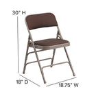 Chaise pliante de la série HERCULES en métal et tissu brun à motifs à triple entretoise courbé et double charnière-Cadre en acier de calibre 18