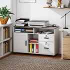 HOMCOM - Armoire de classement latérale mobile avec station de charge et ports USB - blanc-Les rails de classement ajustables dans le grand tiroir permettent d’accueillir différents formats de documents 