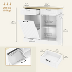 HOMCOM - Buffet avec armoire à déchets basculante à panneaux rainurés 10 gallons et tiroirs - blanc-Le design épuré apporte une touche moderne à l’intérieur 