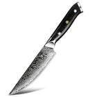 Minimal - Ensemble de couteaux à steak Damascus Black G10 de 4 pièces, service pour 4 personnes-Trempé sous vide pour une dureté ultime de 60-62 HRC