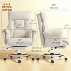 HOMCOM - Fauteuil de bureau exécutif inclinable avec repose-pieds et appui-tête - blanc crème-La hauteur réglable et le siège pivotant à 360° permettent un positionnement ergonomique et des mouvements flexibles