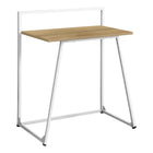Monarch Specialties - 7119 Bureau 30 po L - Juvenile Naturel/Metal Blanc-Ce bureau d'ordinateur contemporain compact de 30 pouces de long, fini sur tous les côtés en stratifié naturel lisse aspect bois avec une base en métal blanc robuste, crée un espace de travail fonctionnel pour l'étude, l'écriture ou le travail sur ordinateur portable.