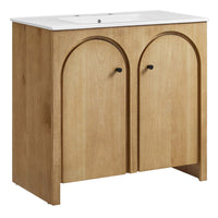 Modway - Appia 36" Vanette de salle de bain - Oak White-Charnières à fermeture douce