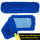 Gritt Commercial - Tête de vadrouille à poussière en microfibre bouclée - 36 po x 5 po - Bleu - Paquet de 12-La frange bouclée empêche la poussière de s’envoler