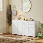 HOMCOM - Buffet latéral haute brillance 55,1 po L avec 2 tiroirs - blanc-Structure fiable en panneau de particules avec sangles de sécurité anti-basculement 