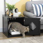 PawHut - Meuble d’appoint cache-litière pour chat - noir-Base surélevée pour protéger votre chat de l’humidité et du froid 