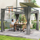 Outsunny - Retractable Pergola Canopy avec parois latérales - 10 pi x 10 pi - gris clair-Les rideaux de l’abri de jardin créent de l’ombre et de l’intimité selon vos besoins 