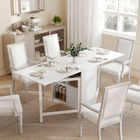 HOMCOM - Table à manger pliante à abattant 67 po avec étagères de rangement pour 4 personnes - blanc-Le plateau de table peut être replié à moitié ou complètement pour répondre à différents besoins