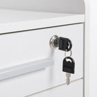 HOMCOM - Classeur mobile vertical avec tiroir verrouillable - blanc-Cinq roulettes pour un déplacement facile, avec 2 freins et une roulette centrale pour plus de sécurité 
