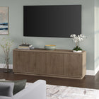 Hudson&Canal - Meuble TV Hanson pour téléviseurs jusqu'à 75 pouces - Chêne gris vieilli-Dimensions du produit : 15,5" L x 70" l x 24" H