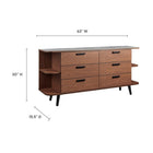 Modway - Langston Stockage d’affichage ouvert Buffet - Gris noyer-Tiroirs à glissement complet