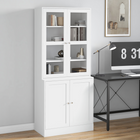 HOMCOM - Bibliothèque armoire de rangement 71 po avec portes et étagères - blanc-Une armoire à 4 niveaux et une armoire à 2 niveaux offrent un grand espace pour vos objets 