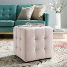 Modway - Contour Cube à touffes Performance Velvet Ottoman - Rose-Sellerie en velours en polyester