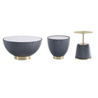 Manhattan Comfort - Ensemble de 3 tables : table basse et tables d’appoint Anderson modernes, revêtement similicuir gris-Ensemble moderne de table basse et de tables d’appoint 3 pièces pour salon